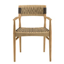 Valeria - Lot De 2 Fauteuils Jardin - Teck/Rotin Synthétique - Bois Clair/Beige/Noir