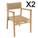 Valeria - Lot De 2 Fauteuils Jardin - Teck/Rotin Synthétique - Bois Clair/Beige