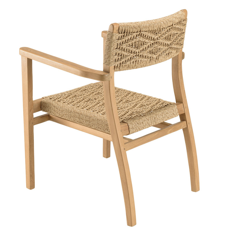 Valeria - Lot De 2 Fauteuils Jardin - Teck/Rotin Synthétique - Bois Clair/Beige