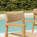 Valeria - Lot De 2 Fauteuils Jardin - Teck/Rotin Synthétique - Bois Clair/Beige