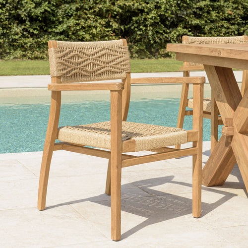 Valeria - Lot De 2 Fauteuils Jardin - Bois Clair/Beige