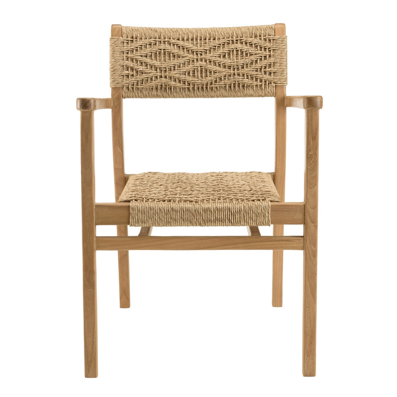 Valeria - Lot De 2 Fauteuils Jardin - Teck/Rotin Synthétique - Bois Clair/Beige