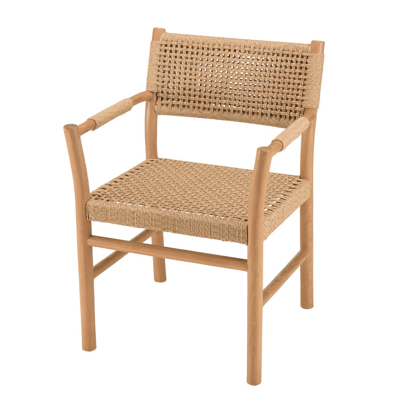 Valeria - Lot De 2 Fauteuils Jardin - Teck/Rotin Synthétique - Bois Clair/Beige