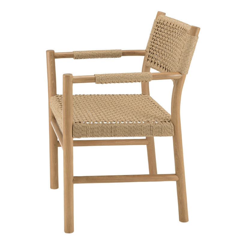 Valeria - Lot De 2 Fauteuils Jardin - Teck/Rotin Synthétique - Bois Clair/Beige