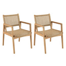 Valeria - Lot De 2 Fauteuils Jardin - Teck/Rotin Synthétique - Bois Clair/Beige