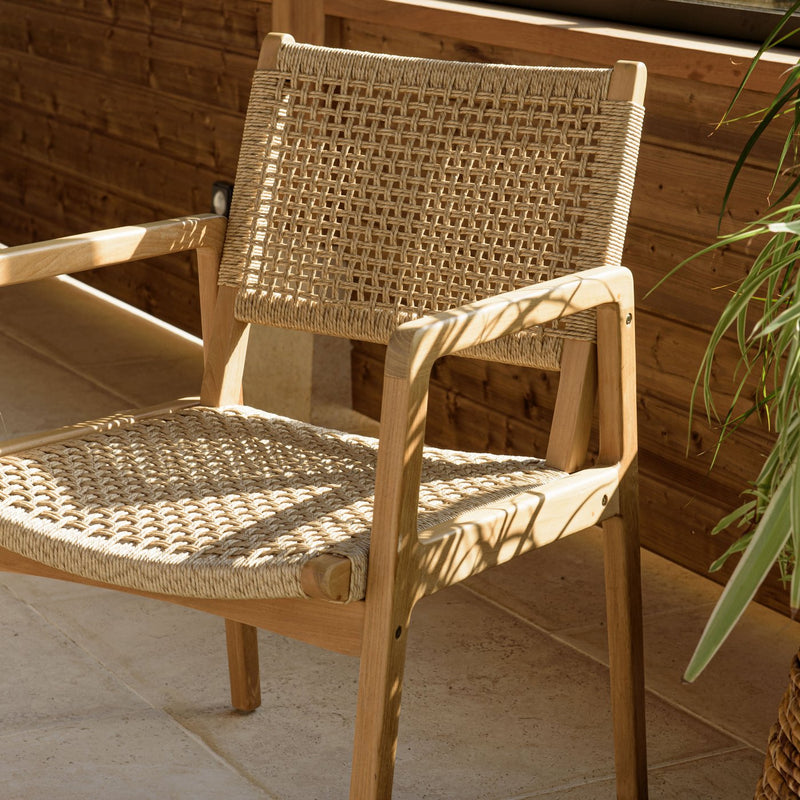 Valeria - Lot De 2 Fauteuils Jardin - Teck/Rotin Synthétique - Bois Clair/Beige