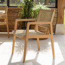 Valeria - Lot De 2 Fauteuils Jardin - Teck/Rotin Synthétique - Bois Clair/Beige