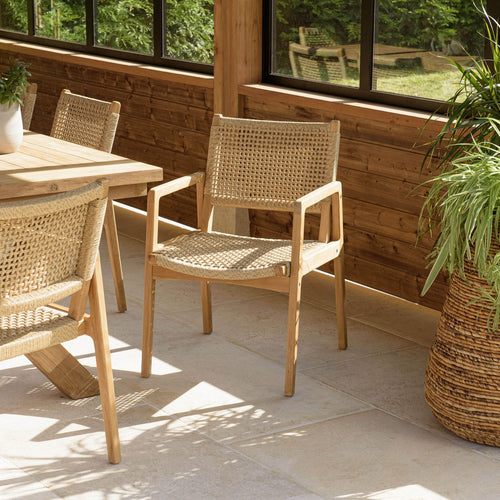 Valeria - Lot De 2 Fauteuils Jardin - Bois Clair/Beige