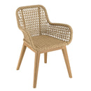 Valeria - Lot De 2 Fauteuils Jardin - Teck/Rotin Synthétique/Olefin/Mousse Polyuréthane - Bois Clair/Blanc/Beige