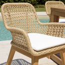 Valeria - Lot De 2 Fauteuils Jardin - Teck/Rotin Synthétique/Olefin/Mousse Polyuréthane - Bois Clair/Blanc/Beige