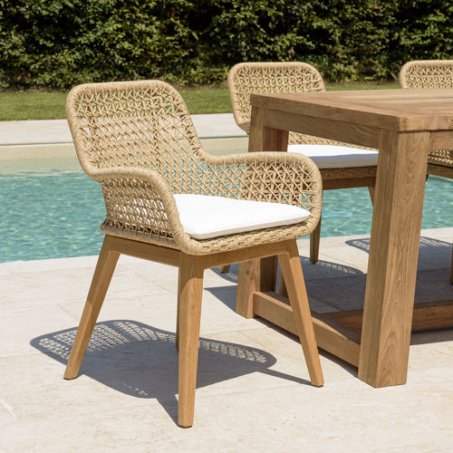 Valeria - Lot De 2 Fauteuils Jardin - Bois Clair/Blanc/Beige