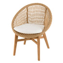 Valeria - Lot De 2 Fauteuils Jardin - Teck/Rotin Synthétique/Olefin/Mousse Polyuréthane - Bois Clair/Blanc/Beige