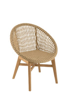 Valeria - Lot De 2 Fauteuils Jardin - Teck/Rotin Synthétique/Olefin/Mousse Polyuréthane - Bois Clair/Blanc/Beige