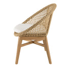 Valeria - Lot De 2 Fauteuils Jardin - Teck/Rotin Synthétique/Olefin/Mousse Polyuréthane - Bois Clair/Blanc/Beige