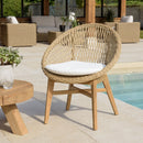 Valeria - Lot De 2 Fauteuils Jardin - Teck/Rotin Synthétique/Olefin/Mousse Polyuréthane - Bois Clair/Blanc/Beige