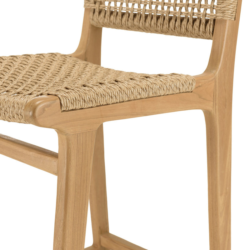 Valeria - Lot De 2 Tabourets Bar De Jardin - Bois Clair/Beige