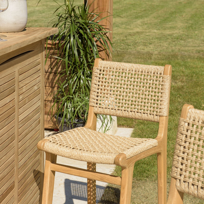 Valeria - Lot De 2 Tabourets Bar De Jardin - Bois Clair/Beige