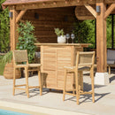 Valeria - Lot De 2 Tabourets Bar De Jardin - Bois Clair/Beige