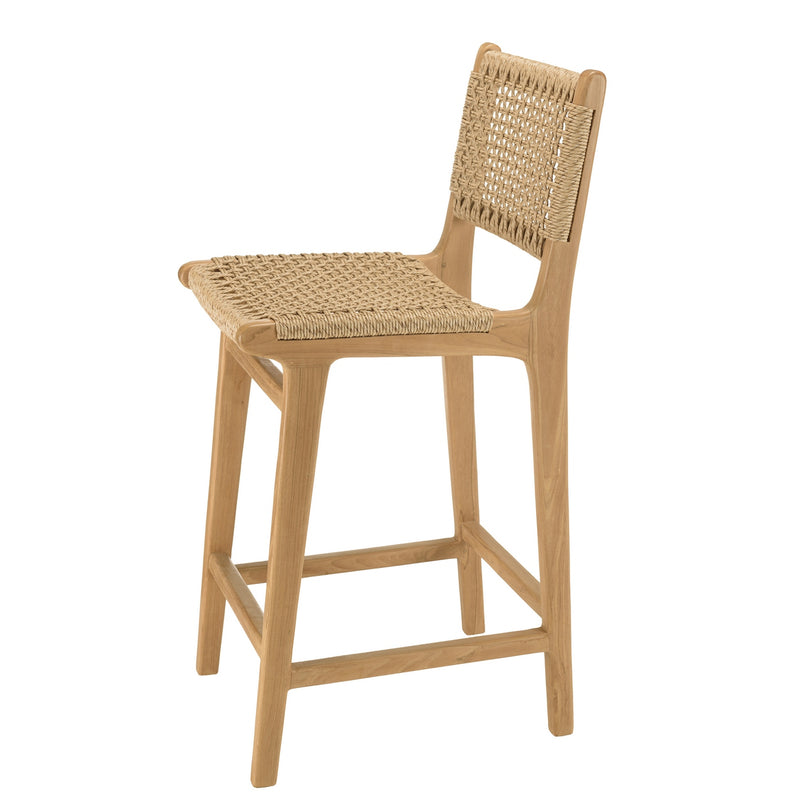 Valeria - Lot De 2 Tabourets Bar De Jardin - Bois Clair/Beige