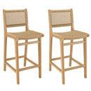 Valeria - Lot De 2 Tabourets Bar De Jardin - Bois Clair/Beige