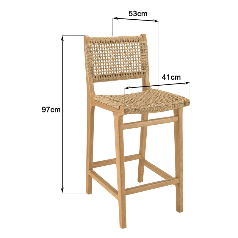 Valeria - Lot De 2 Tabourets Bar De Jardin - Bois Clair/Beige