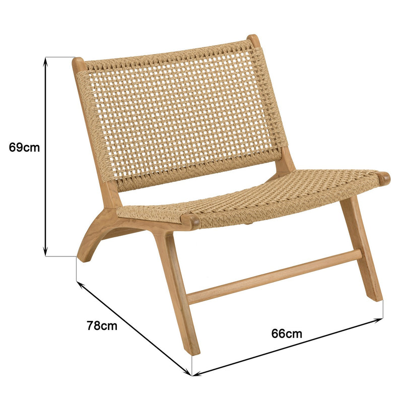 Valeria - Lot De 2 Fauteuils Jardin - Teck/Rotin Synthétique - Bois Clair/Beige