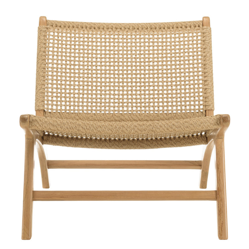 Valeria - Lot De 2 Fauteuils Jardin - Teck/Rotin Synthétique - Bois Clair/Beige