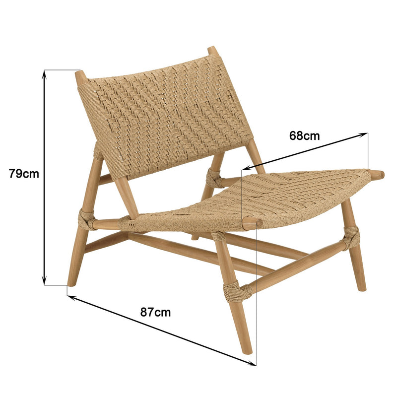 Valeria - Lot De 2 Fauteuils Jardin - Teck/Rotin Synthétique - Bois Clair/Beige