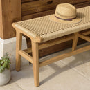 Valeria - Banc De Jardin - Teck/Rotin Synthétique - Bois Clair/Beige