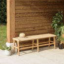 Valeria - Banc De Jardin - Teck/Rotin Synthétique - Bois Clair/Beige