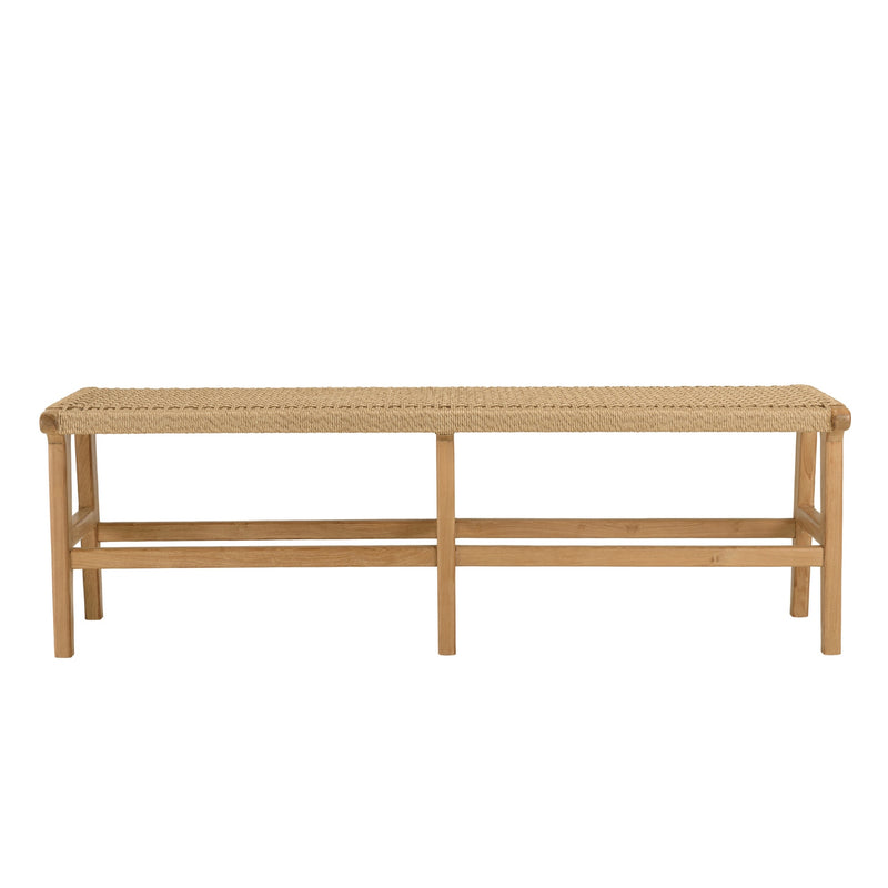 Valeria - Banc De Jardin - Teck/Rotin Synthétique - Bois Clair/Beige