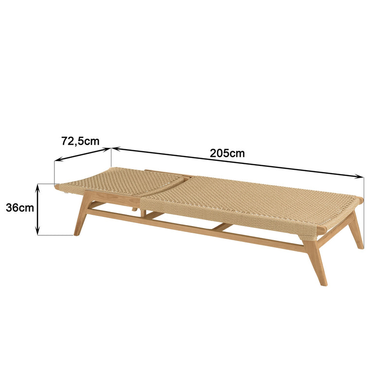 Valeria - Bain De Soleil - Teck/Rotin Synthétique - Bois Clair/Beige