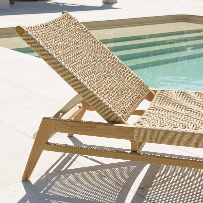 Valeria - Bain De Soleil - Teck/Rotin Synthétique - Bois Clair/Beige