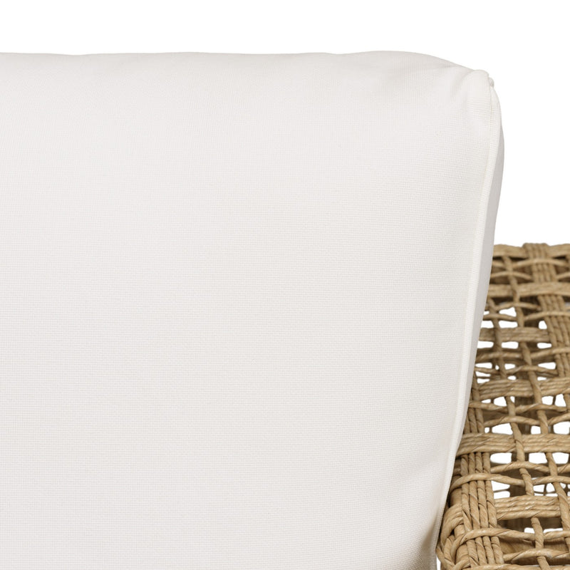 Valeria - Salon De Jardin - Rotin Synthétique/Acier/Teck/Olefin/Mousse Polyuréthane/Fibre Polyester - Beige/Blanc/Bois Clair