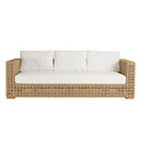 Valeria - Salon De Jardin - Rotin Synthétique/Acier/Teck/Olefin/Mousse Polyuréthane/Fibre Polyester - Beige/Blanc/Bois Clair