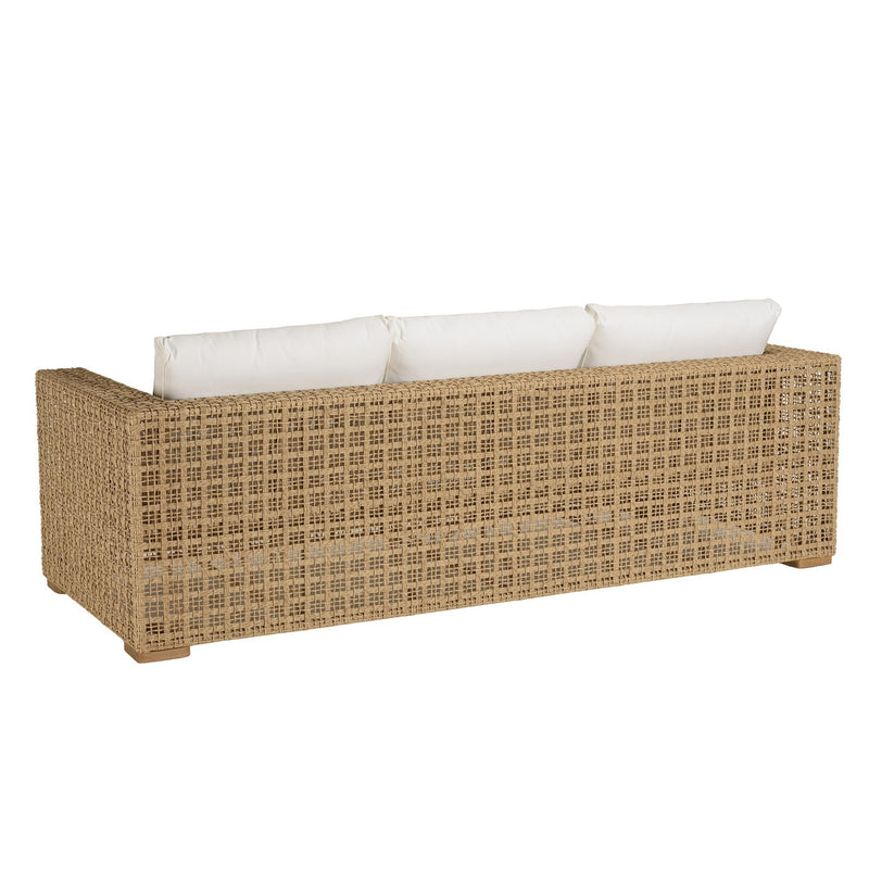 Valeria - Salon De Jardin - Rotin Synthétique/Acier/Teck/Olefin/Mousse Polyuréthane/Fibre Polyester - Beige/Blanc/Bois Clair