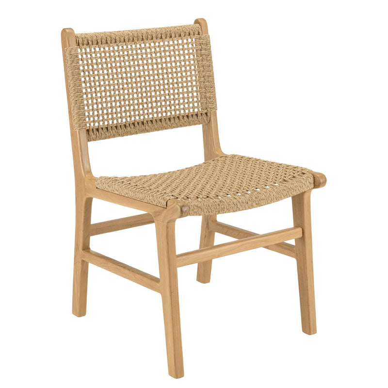Valeria - Salon De Jardin - Teck Recyclé/Rotin Synthétique/Teck - Beige/Bois Clair/Marron