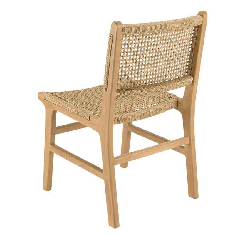 Valeria - Salon De Jardin - Teck Recyclé/Rotin Synthétique/Teck - Beige/Bois Clair/Marron