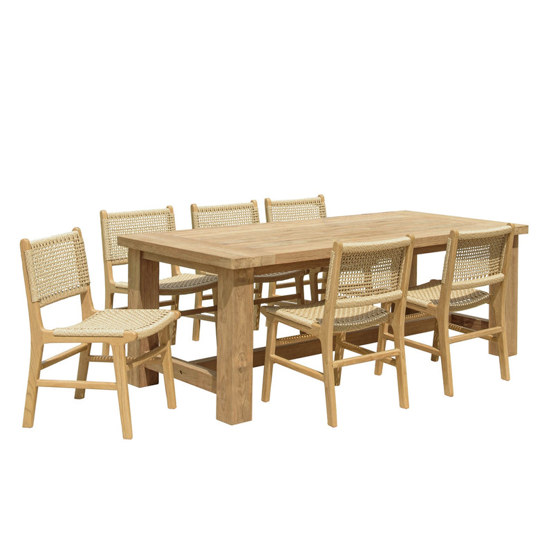 Valeria - Salon De Jardin - Teck Recyclé/Rotin Synthétique/Teck - Beige/Bois Clair/Marron