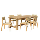 Valeria - Salon De Jardin - Teck Recyclé/Rotin Synthétique/Teck - Beige/Bois Clair/Marron