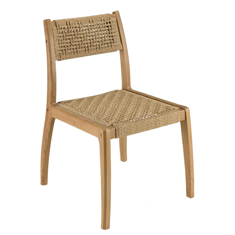 Valeria - Salon De Jardin - Teck Recyclé/Rotin Synthétique/Teck - Beige/Bois Clair/Marron