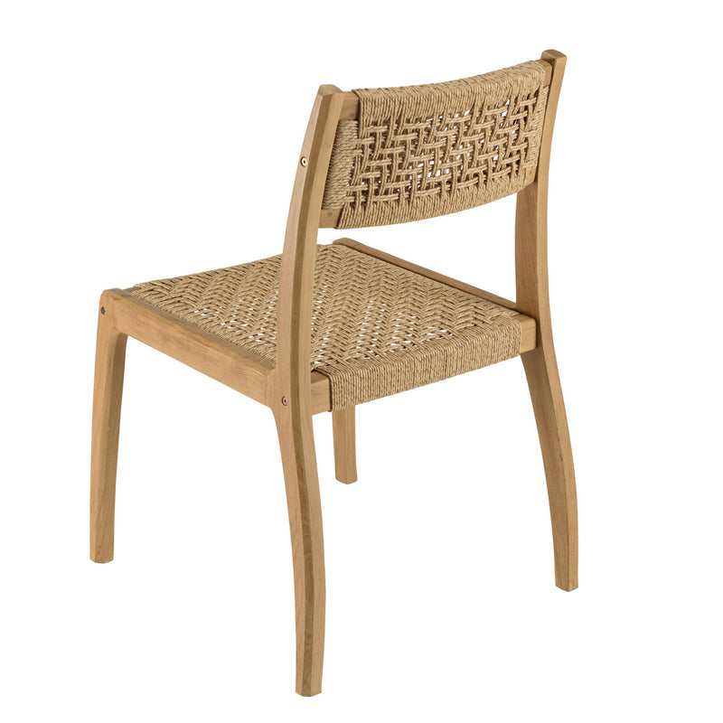 Valeria - Salon De Jardin - Teck Recyclé/Rotin Synthétique/Teck - Beige/Bois Clair/Marron