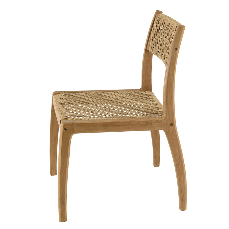 Valeria - Salon De Jardin - Teck Recyclé/Rotin Synthétique/Teck - Beige/Bois Clair/Marron