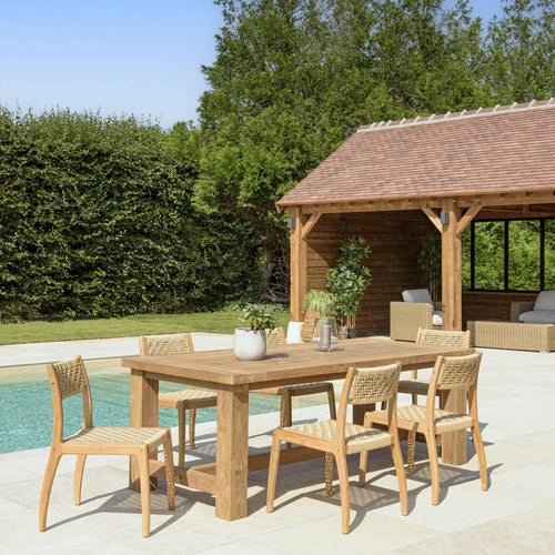 Valeria - Salon De Jardin 6/8 Pers - Beige/Bois Clair/Marron