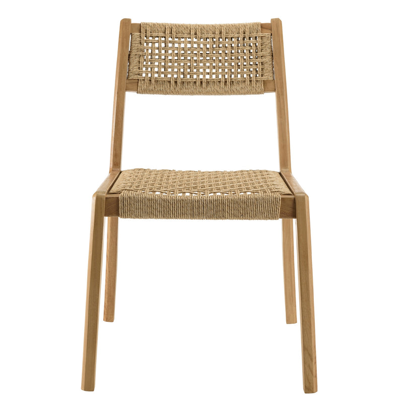 Valeria - Salon De Jardin - Teck Recyclé/Rotin Synthétique/Teck - Beige/Bois Clair/Marron