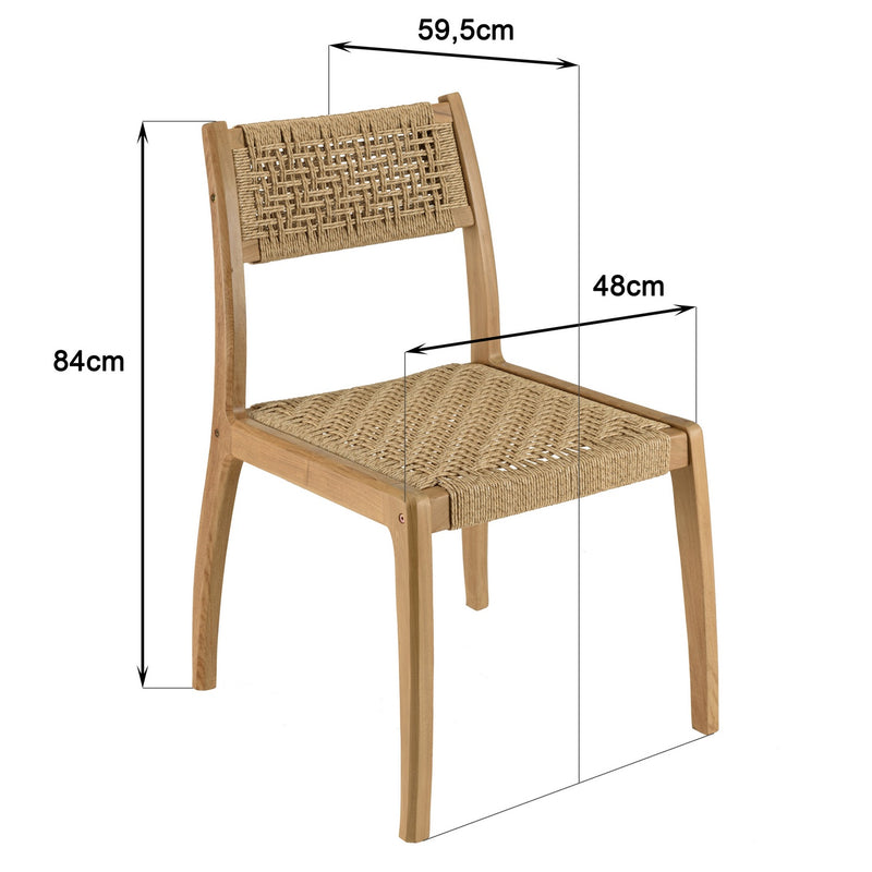 Valeria - Salon De Jardin - Teck Recyclé/Rotin Synthétique/Teck - Beige/Bois Clair/Marron