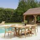 Valeria - Salon De Jardin - Teck Recyclé/Rotin Synthétique/Teck - Beige/Bois Clair/Marron