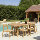 Valeria - Salon De Jardin - Teck Recyclé/Rotin Synthétique/Teck - Beige/Bois Clair/Marron