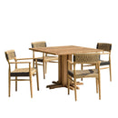 Valeria - Salon De Jardin - Teck Recyclé/Rotin Synthétique/Teck - Beige/Bois Clair/Marron/Noir