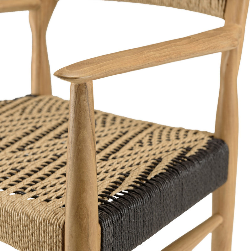 Valeria - Salon De Jardin - Teck Recyclé/Rotin Synthétique/Teck - Beige/Bois Clair/Marron/Noir